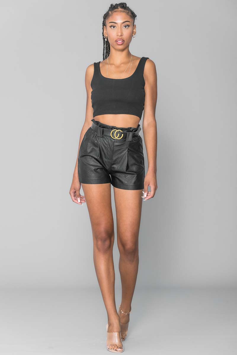 Short Simili Ceinture Noir Cinelle Paris Mode Femme Tendance