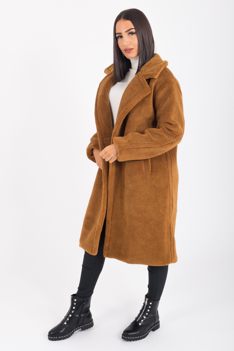 Manteau teddy oversize camel - Cinelle Paris