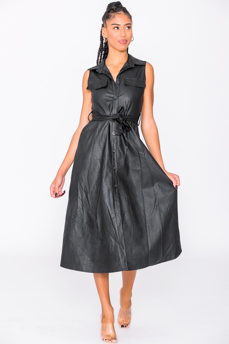 Robe Midi En Simili Cuir Boutonnée Cinelle Paris Mode Femme Tendance 