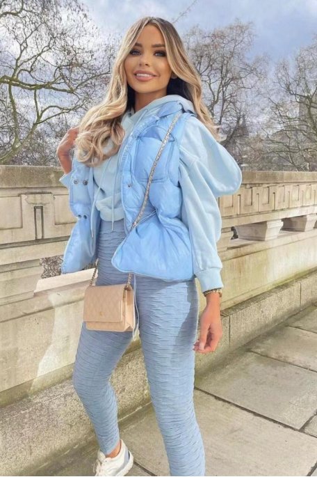 Doudoune Sans Manche Courte Pastel Bleu Cinelle Paris Mode Femme Tendance