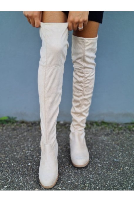 bottes en suédine beige