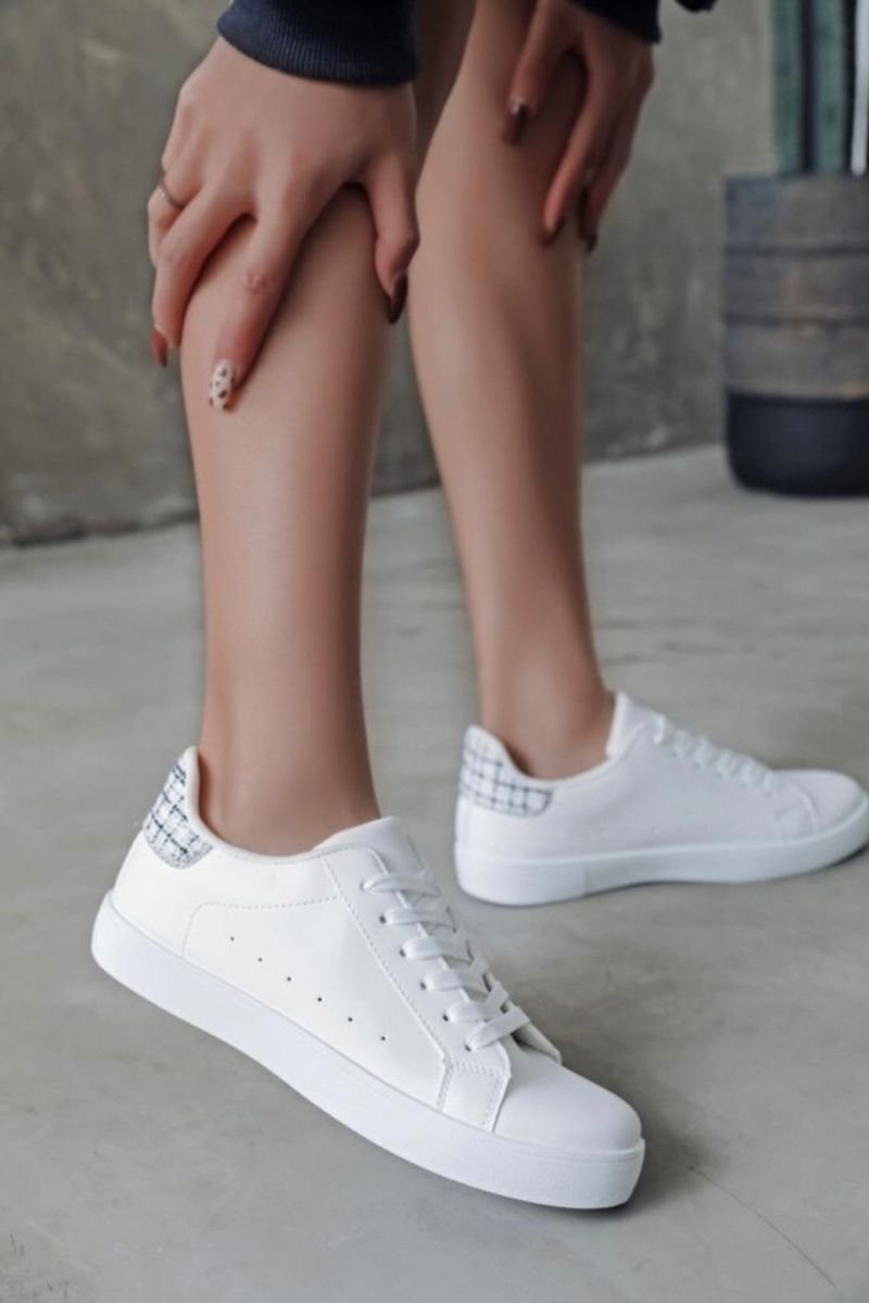 White tweed low top sneakers - Cinelle Paris, fashion women