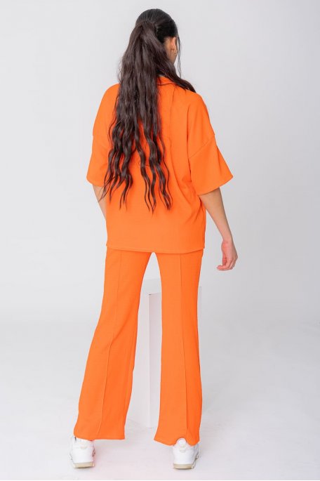 Ensemble orange large t-shirt pantalon - Cinelle Paris, mode femme tendance